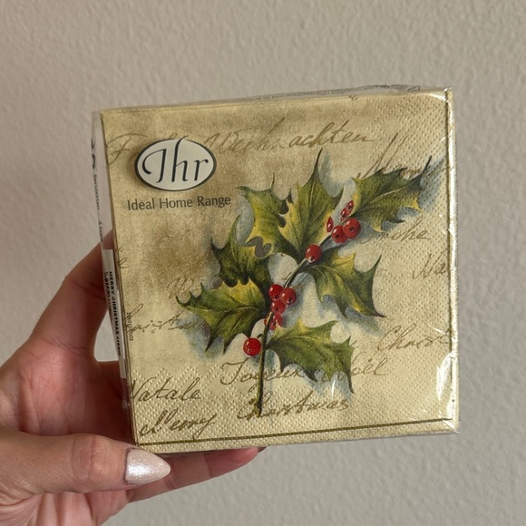 ideal home range Other - Holiday Napkins with Holly Design - Gold
